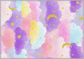 Rainbow Cloud Rug 8x12 for Bedroom, Moon Star Patterned Living Room Area Rug, Rainbow Cloud Kids Boys Girls Room Decor, Washable Soft Thin Carpet with Non Slip Backing, 8 x 12 ft - Lu11708