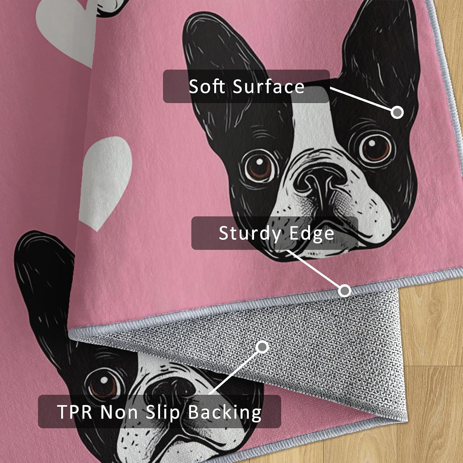 French Bulldog Rug 8x12 for Bedroom, Puppy Dog Patterned Living Room Area Rug, French Bulldog Kids Boys Girls Room Decor, Washable Soft Thin Carpet with Non Slip Backing, 8 x 12 ft - Lu11736