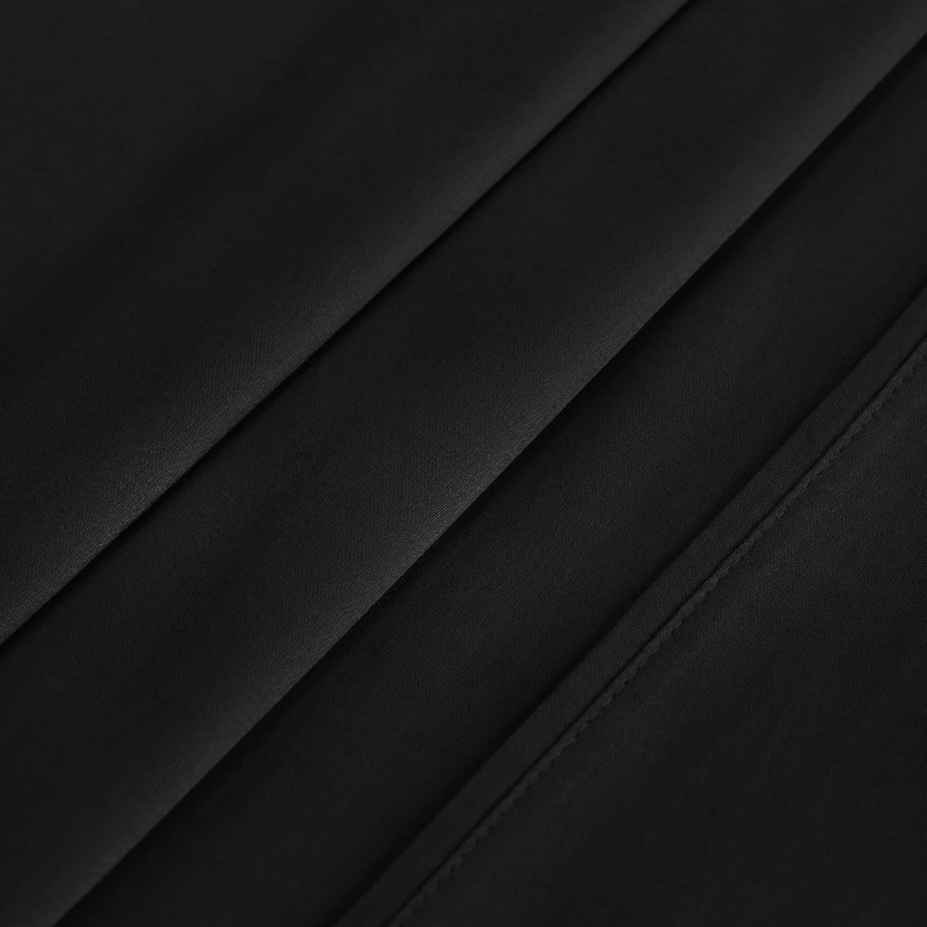 Superior Egyptian Cotton 400 Thread Count Bed Sheet Set, 1 Elastic Deep Pocket Fitted Sheet, 1 Flat Sheet, 2 Pillowcases, Soft Bedding, Luxury Sheets, Sateen Weave, Full Size, Black
