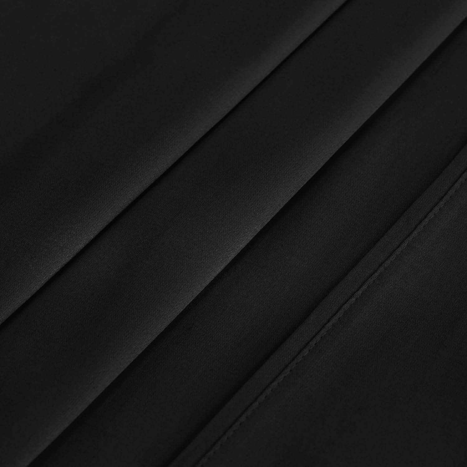 Superior Egyptian Cotton 400 Thread Count Bed Sheet Set, 1 Elastic Deep Pocket Fitted Sheet, 1 Flat Sheet, 2 Pillowcases, Soft Bedding, Luxury Sheets, Sateen Weave, Full Size, Black