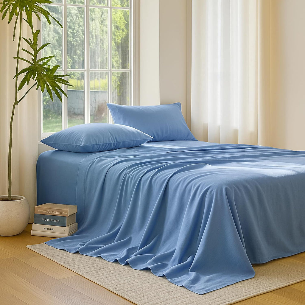 BedVoyage - Viscose from Bamboo Split King Size Sheets Set - Luxury 5pc King Sheet Set - Cooling Bed Sheets 18' Deep Pocket - Ultra Soft Sheet and Pillowcase Sets -Ocean