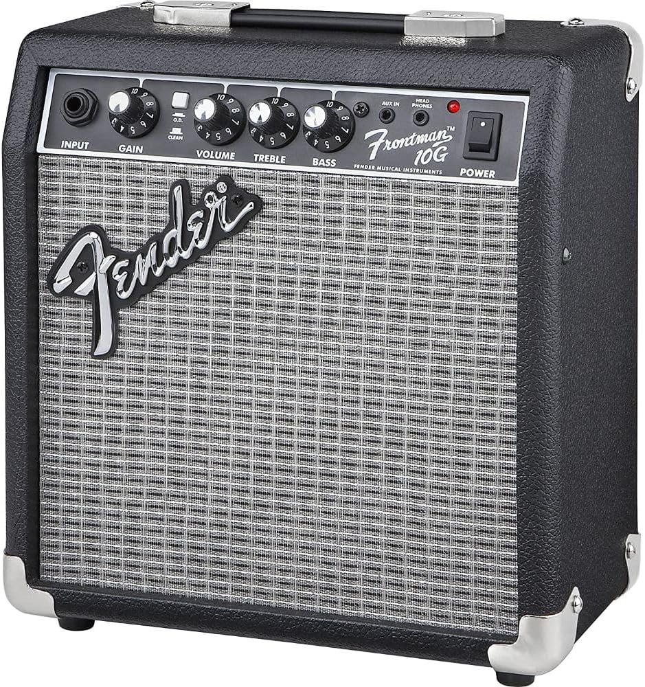 Fender Frontman 10G Guitar Amplifier (2311000000) Bundle with Fender 13ft Straight/Straight Joe Strummer Instrument Cable (Drab Green)