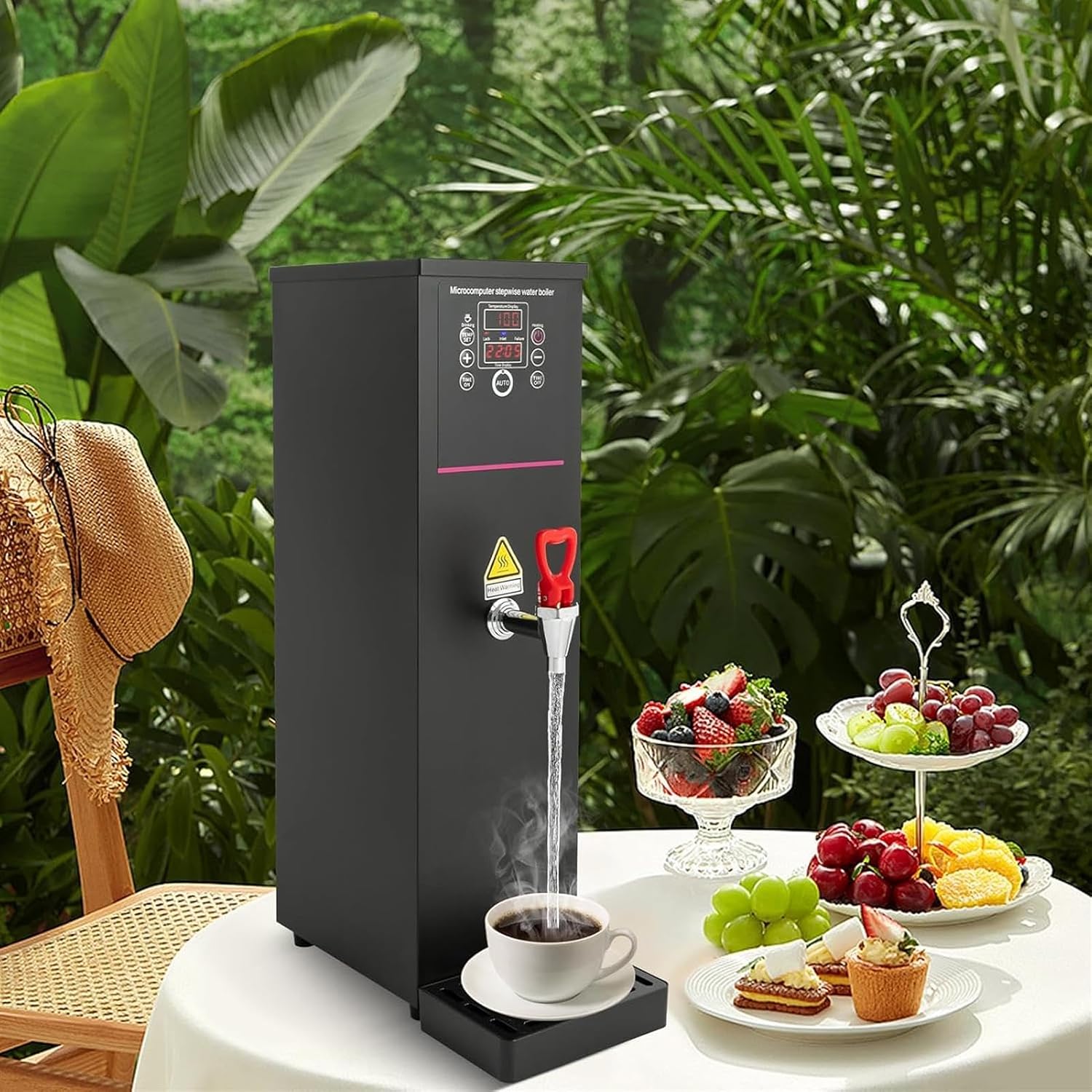Water Boiler Electric Commercial Hot Water Dispenser Stainless Steel Countertop Rapid Heating Machine for Restaurant, Home, Office(Black-15L)