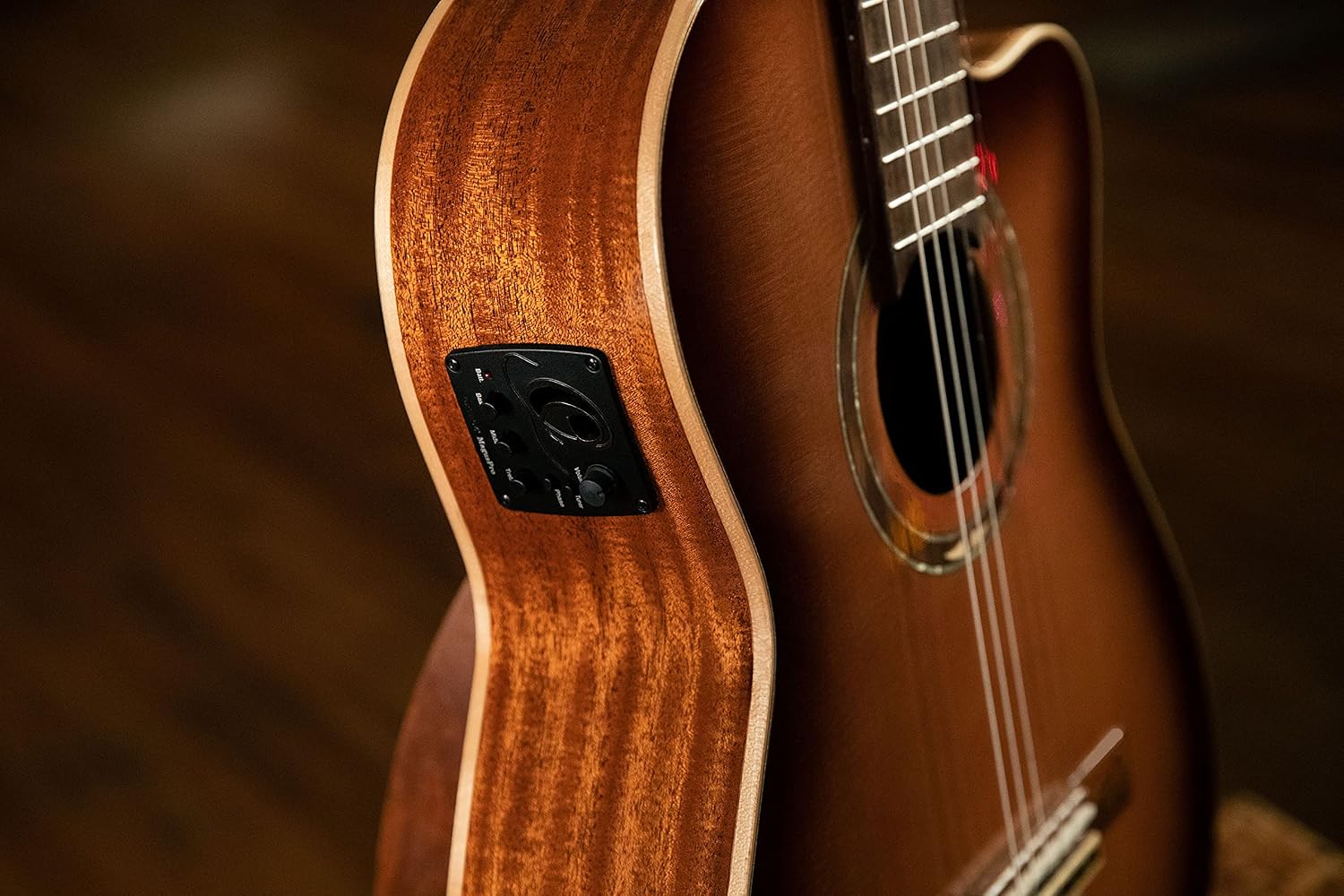 Ortega Guitars 6 String Performer Series Solid Top Slim Neck Reverse Acoustic-Electric Nylon Classical Guitar w/Bag, Right (RCE238SN-FT)