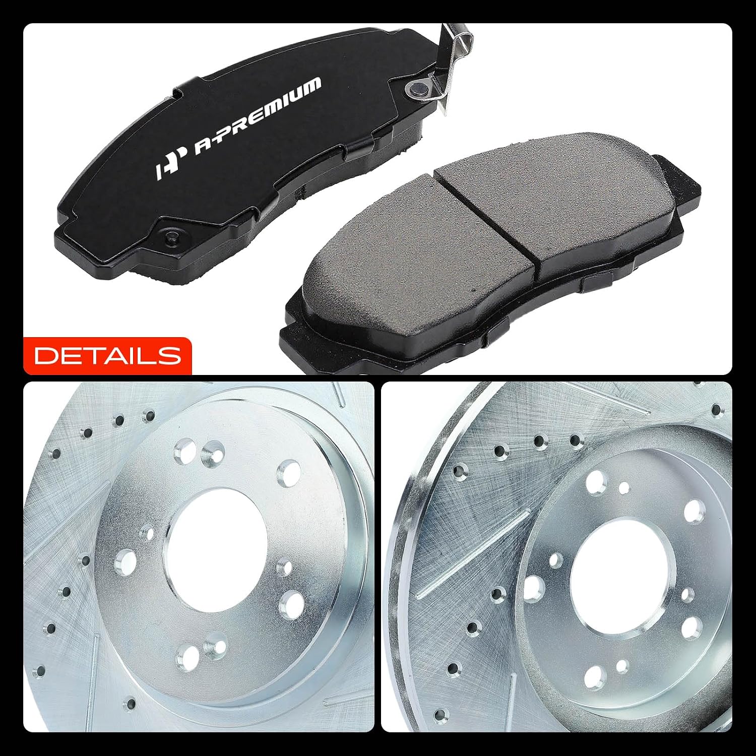 A-Premium 11.81 inch(300 mm) Front Disc Brake Rotors + Ceramic Pads Kit Compatible with Acura and Honda Models - CL 2001-2003, TL 1999-2003/2006-2008, TSX 2004-2010, Accord 2003-2011, 6-Pack