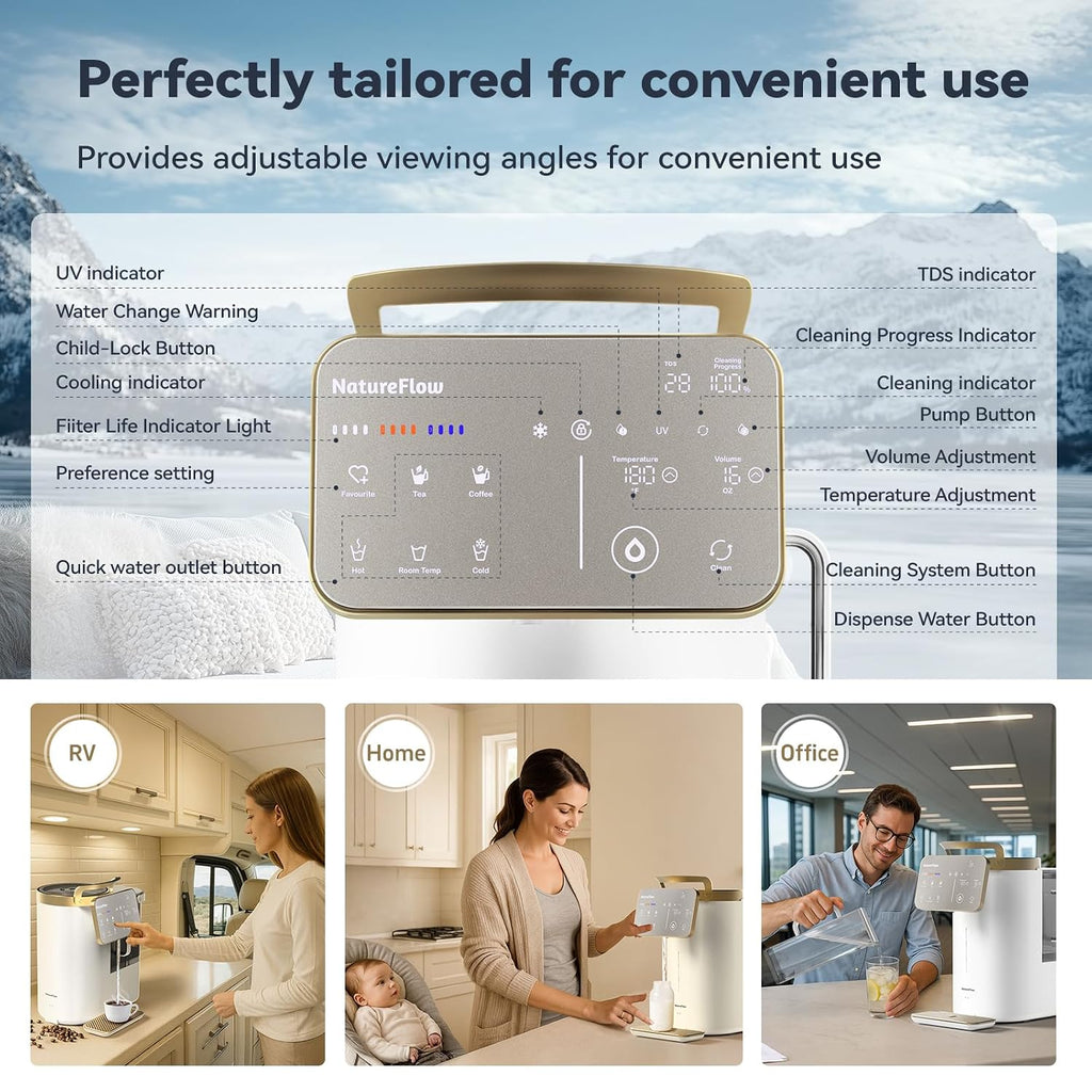 Y60AC（2nd Gen Cold & Hot Countertop Reverse Osmosis Water Mineralization System— Natural Mineral Activation, 10-Stage RO Filtration,Ultra Dual UV, Alkaline Water, 11-Temperature