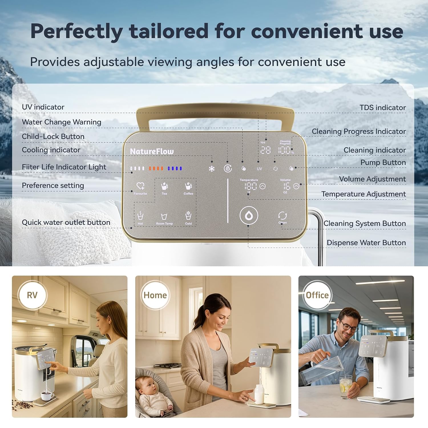 Y60AC（2nd Gen Cold & Hot Countertop Reverse Osmosis Water Mineralization System— Natural Mineral Activation, 10-Stage RO Filtration,Ultra Dual UV, Alkaline Water, 11-Temperature