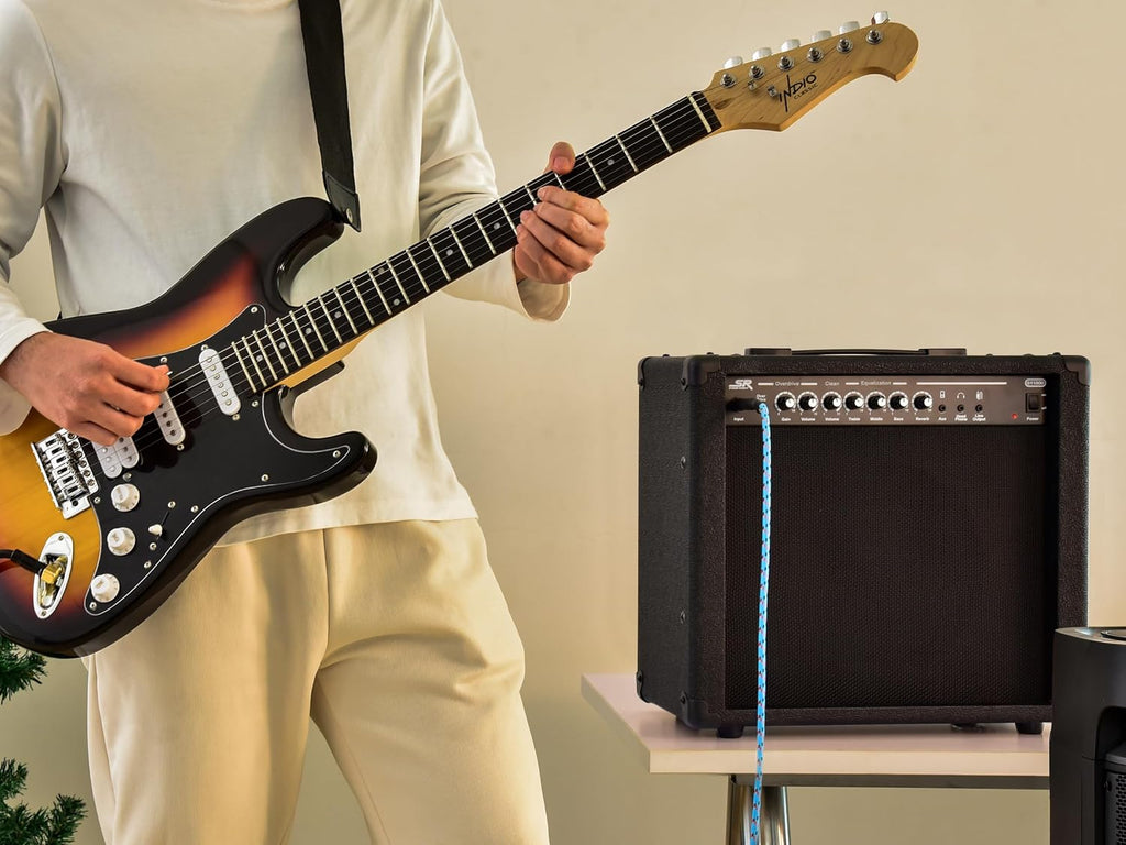 Monoprice 1x10 Guitar Combo Amplifier - Black 40-Watt, Spring Reverb, 10-Inch 4-Ohm Speaker, High & Low Inputs, Headphone Output - Stage Right Series