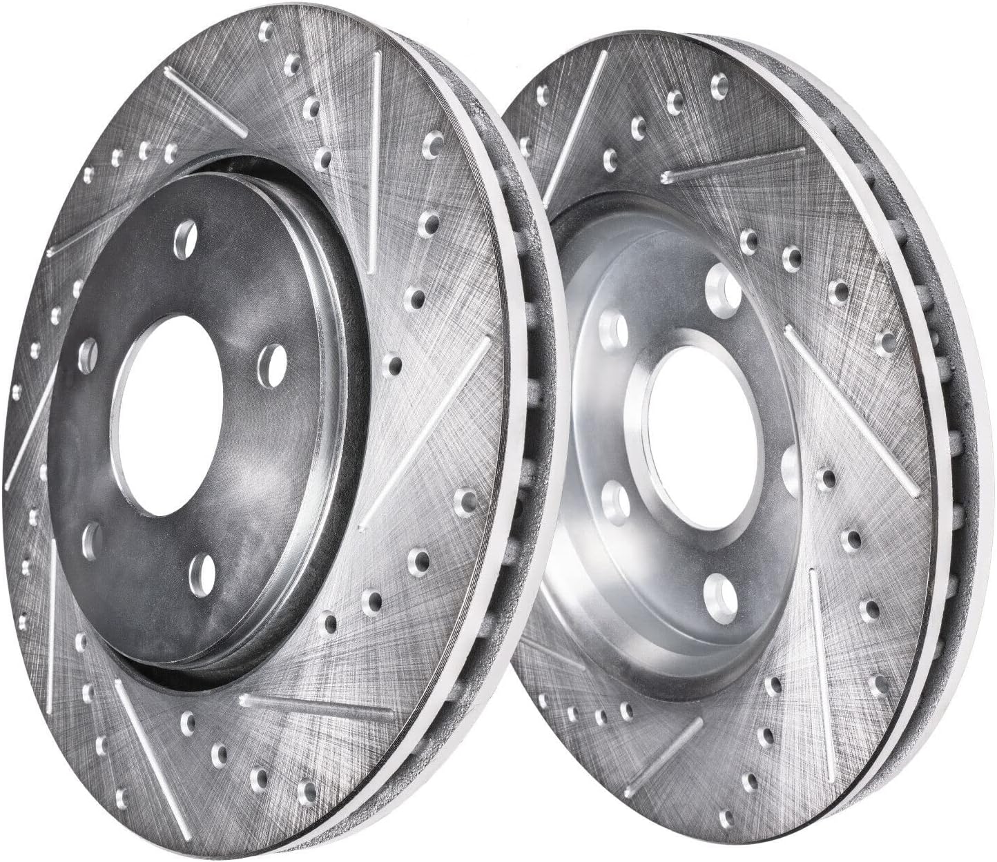Detroit Axle - Front Brake Kit for Ford 2009-2019 Flex 2010-2019 Taurus Lincoln 2010-2019 MKT 2011-2012 MKS Drilled Brake Rotors Ceramic Brakes Pads 10pc Wheel Lug Nuts Replacement [12.80 inch Rotors]