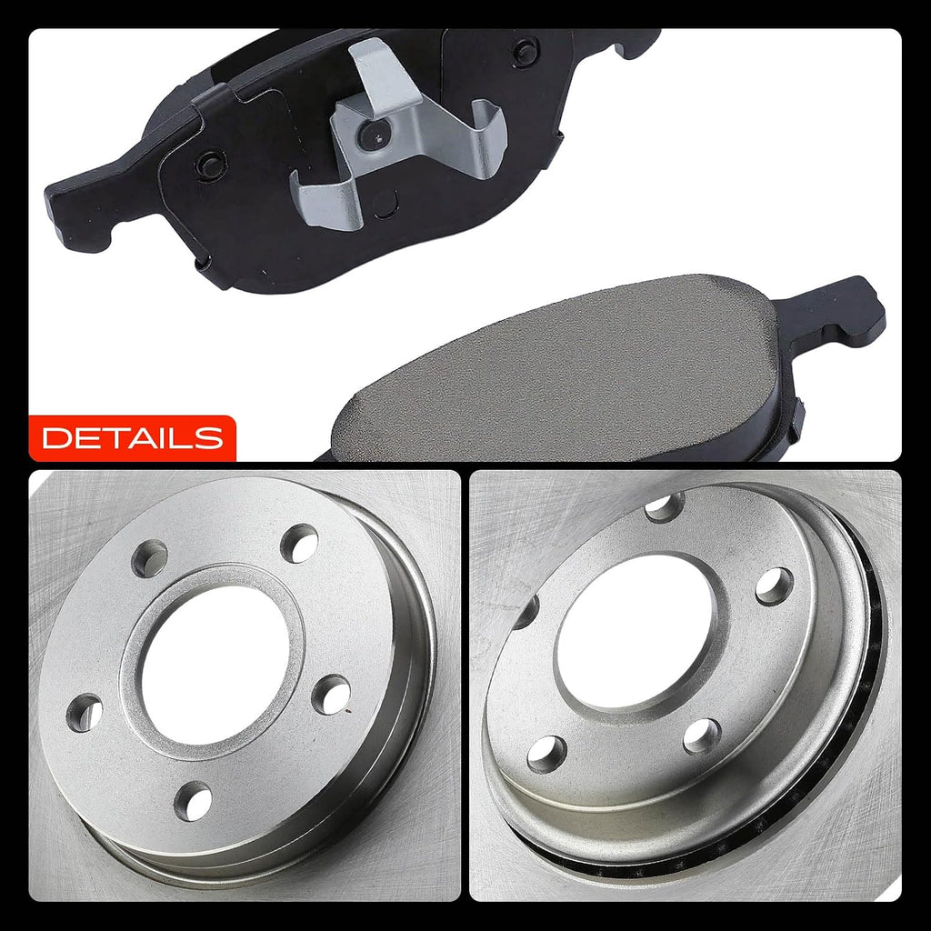 A-Premium 10.94 inch (278mm) Front Vented Disc Brake Rotors + Ceramic Pads Kit Compatible with Select Volvo and Ford Models - Focus 2012-2018, C30 2012-2013, S40 2004-2011, 6-PC Set