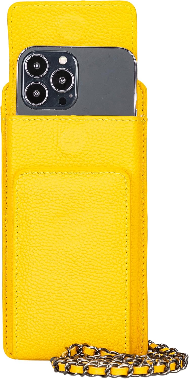 Crossbody Women Wallet fits iPhone 16 Pro MAX / 17 Pro MAX and All Mobile Devices up to 6.9' - Zippered Women Purse, Shoulder Bag with Card Holder, Pocket & Chain Strap, Trendy (Mikado)