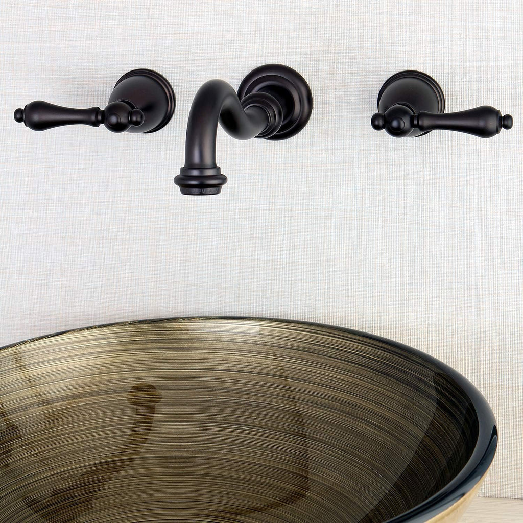 Kingston Brass KS3125AL Vintage 2-Handle Wall Mount Bathroom Faucet, Oil Rubbed Bronze
