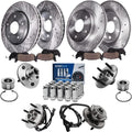 Detroit Axle - Wheel Bearing Hubs Brake Kit for 2002-2005 Ford Explorer Mercury Mountaineer, Drilled Slotted Brake Rotors Brake Pads Wheel Bearing Hubs Wheel Lug Nuts Front Rear 2003 2004 Replacement