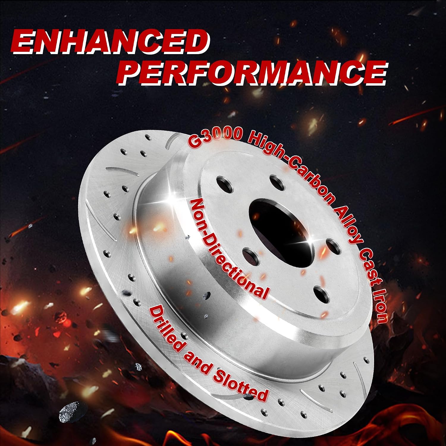 Rear Drilled and Slotted Brake Pads and Rotors Kit Ceramic Automotive Replacement Brake Kits 12.99 Inch Compatible for Dodge Durango Grand Cherokee 2011-2020 (8 Pcs)