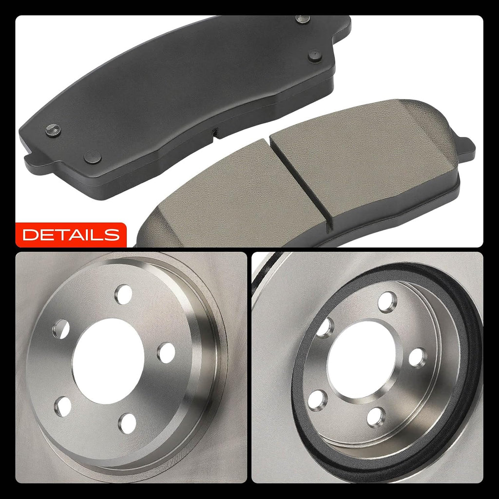 A-Premium 12.6 in (320 mm) Front Vented Disc Brake Rotors + Ceramic Pads Kit Compatible with Select Chrysler and Dodge Models - 300, Challenger, Charger, Magnum, 6-PC Set