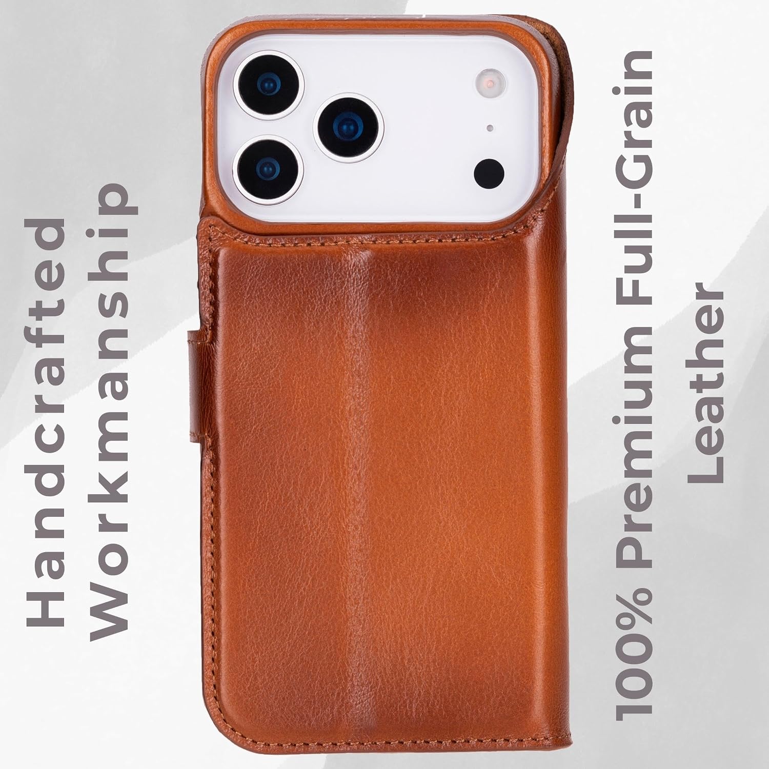 VENOULT Leather Wallet Case for iPhone 17 Pro Max, Full Grain Genuine Leather, Magnetic Detachable, 4 Card Holder, Buesiness Style, Compatible with MagSafe, RFID, Handmade (Chestnut Brown)