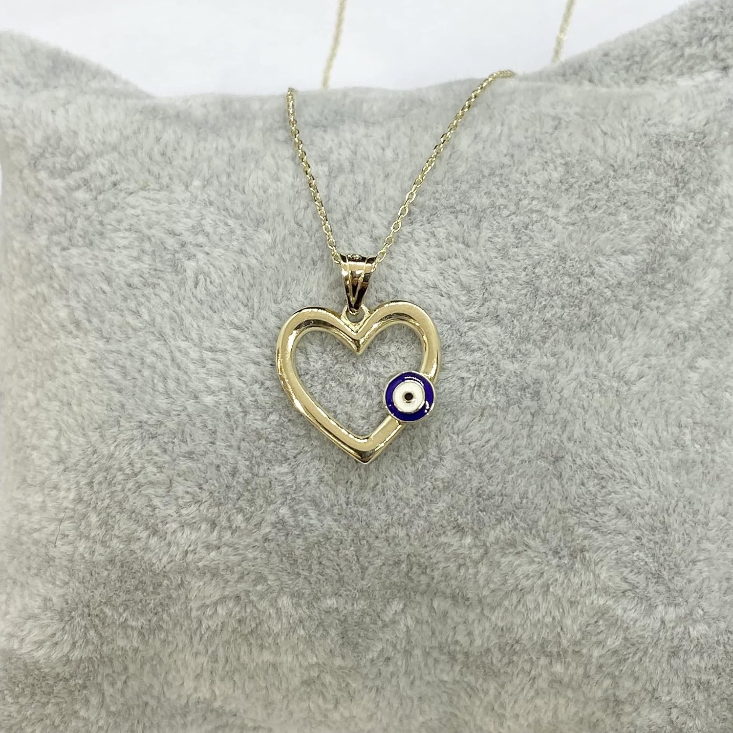 14K Real Solid Gold Heart Necklace for Women, Open Heart Dainty Charm Pendant, Christmas Birthday Gift for her mom girls, Handmade Jewelry