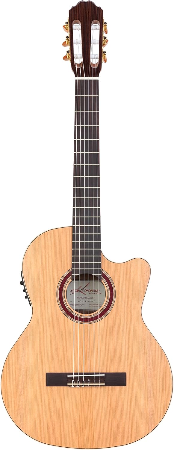 Kremona R65CWC Nylon-String Acoustic-Electric Guitar – Handmade in Europe – Padded Gig Bag Included