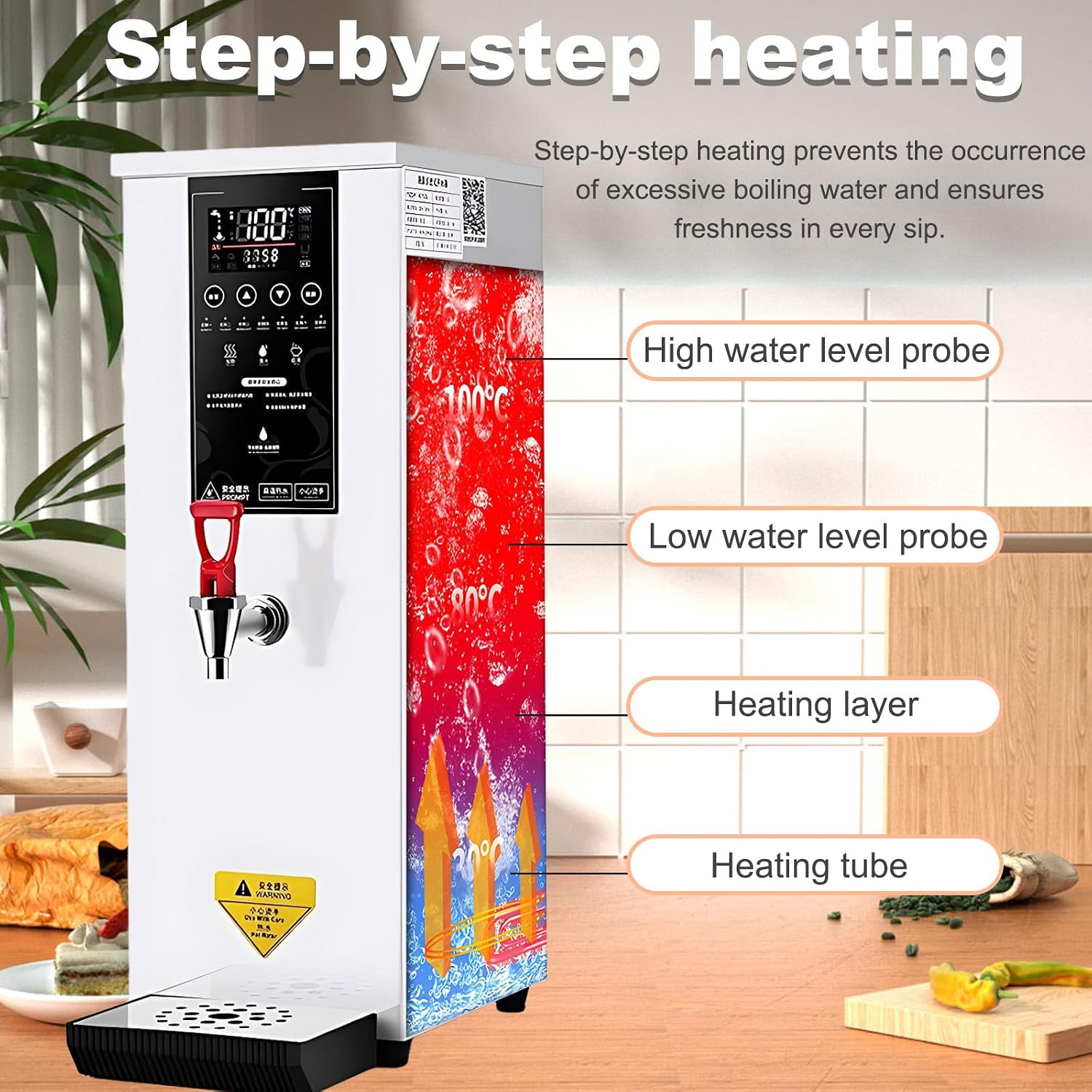 3000W Hot Water Dispenser, Electric Water Boiler with Triple-Layer Thermal Insulation, 304 Stainless Steel Liner for Home and Office