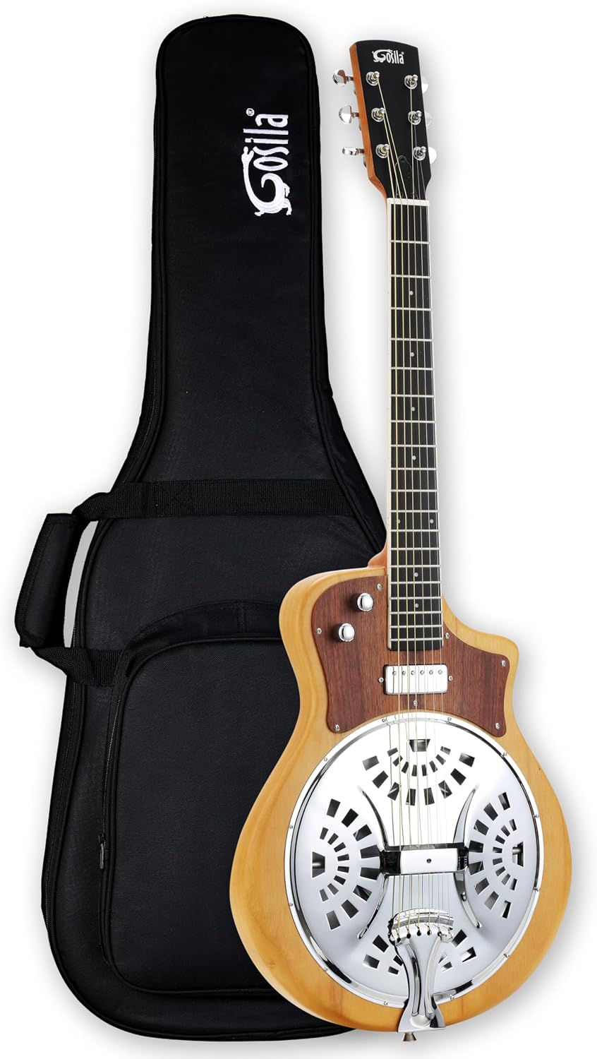 6-String Electric Resonator Guitar Solid Paulownia Top & Body, Okoume Neck, Purple Heart Fingerboard, HH Ceramic Pickups, 635mm Scale, Matte Finish, Phosphor Bronze Strings