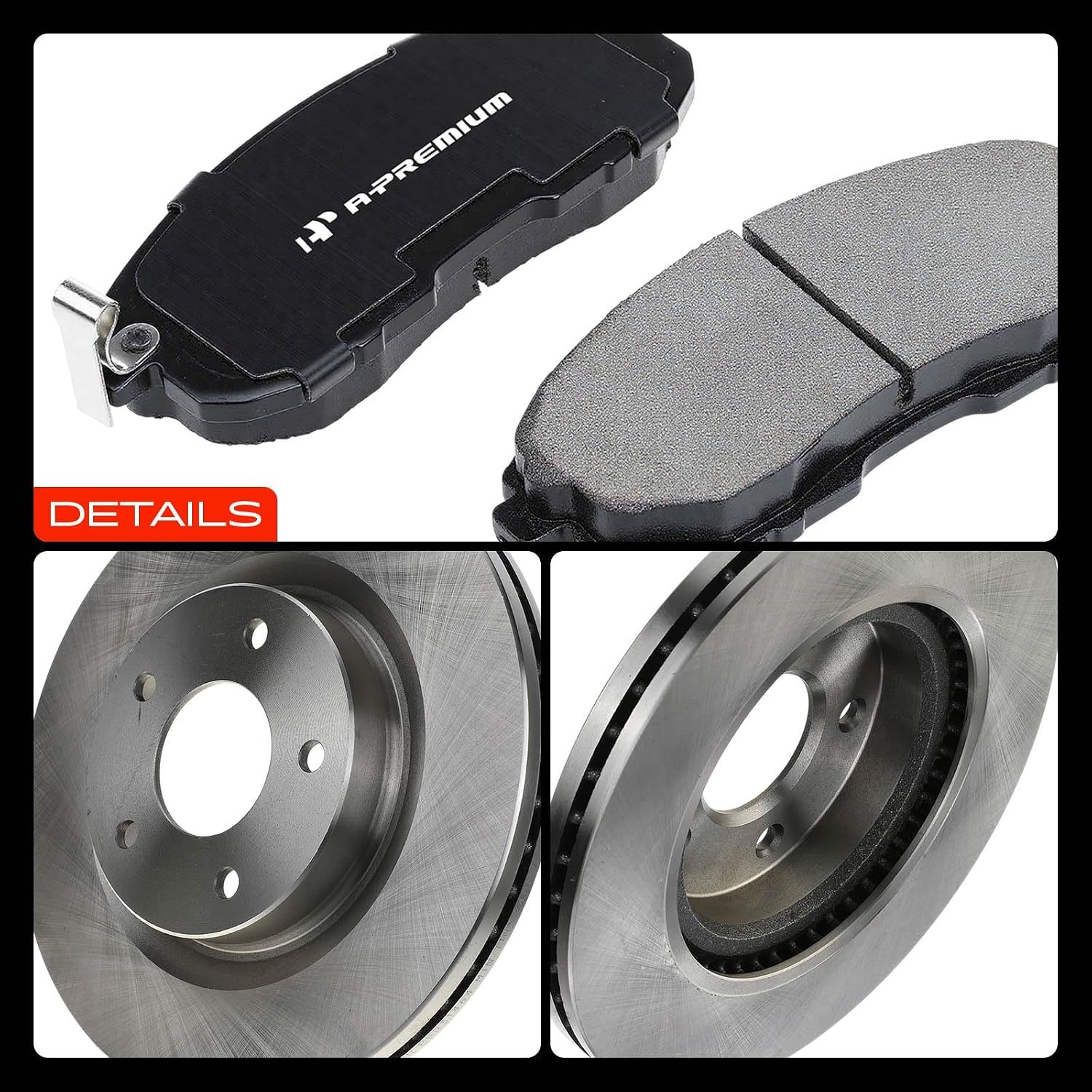A-Premium 11.65 inch (296mm) Front Vented Disc Brake Rotors + Ceramic Pads Kit Compatible with Select Nissan Models - Altima 2007-2012, Altima 2013 Coupe Only, 6-PC Set