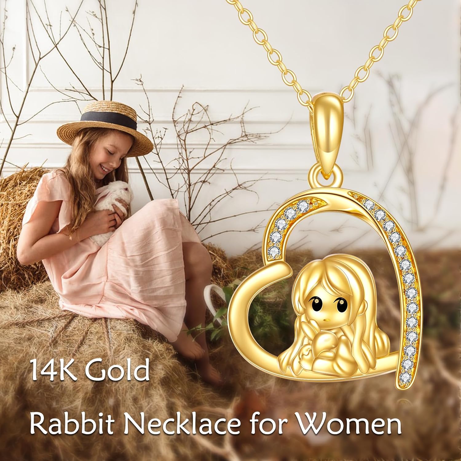 KECHO Christmas Gifts 14k Solid Gold Animals Necklace for Women Giraffe Bee Elephant Ladybug Koala Axolotl Horse Unicorn Cat Necklaces Pendant Jewelry Mothers Day Birthday for Mom Wife Friends
