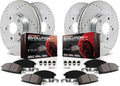 PowerStop Front and Rear Brake Kit for Lexus LX570 2008-11 |LX570 2013-15 |Toyota Land Cruiser 2008-11 - Drilled and Slotted Disc Rotors with Carbon-Fiber Ceramic Brake Pads Replacement, K4117