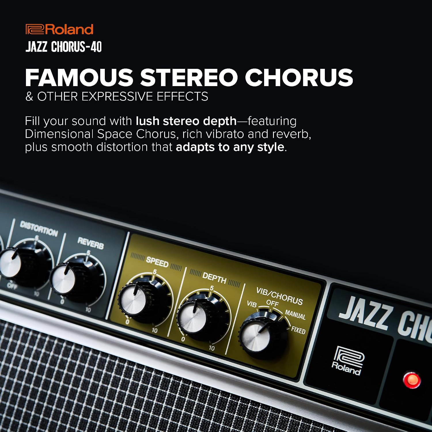 Roland JC-40 Jazz Chorus | Compact Guitar Amp | Iconic JC Clean Tone | Signature Dimensional Space Chorus Effect | Powerful 40-Watt Stereo Amp | Dual 10' Speakers | Enhances Pedals, Multi-FX & More