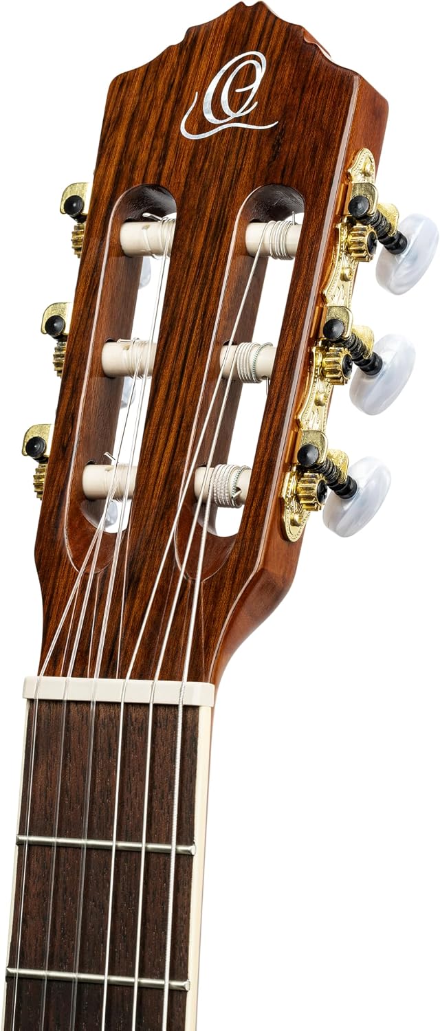 Ortega Guitars 6 String Family Series Pro Left-Handed Solid Top Acoustic-Electric Nylon Classical Guitar w/Bag, Full (RCE141NT-L)