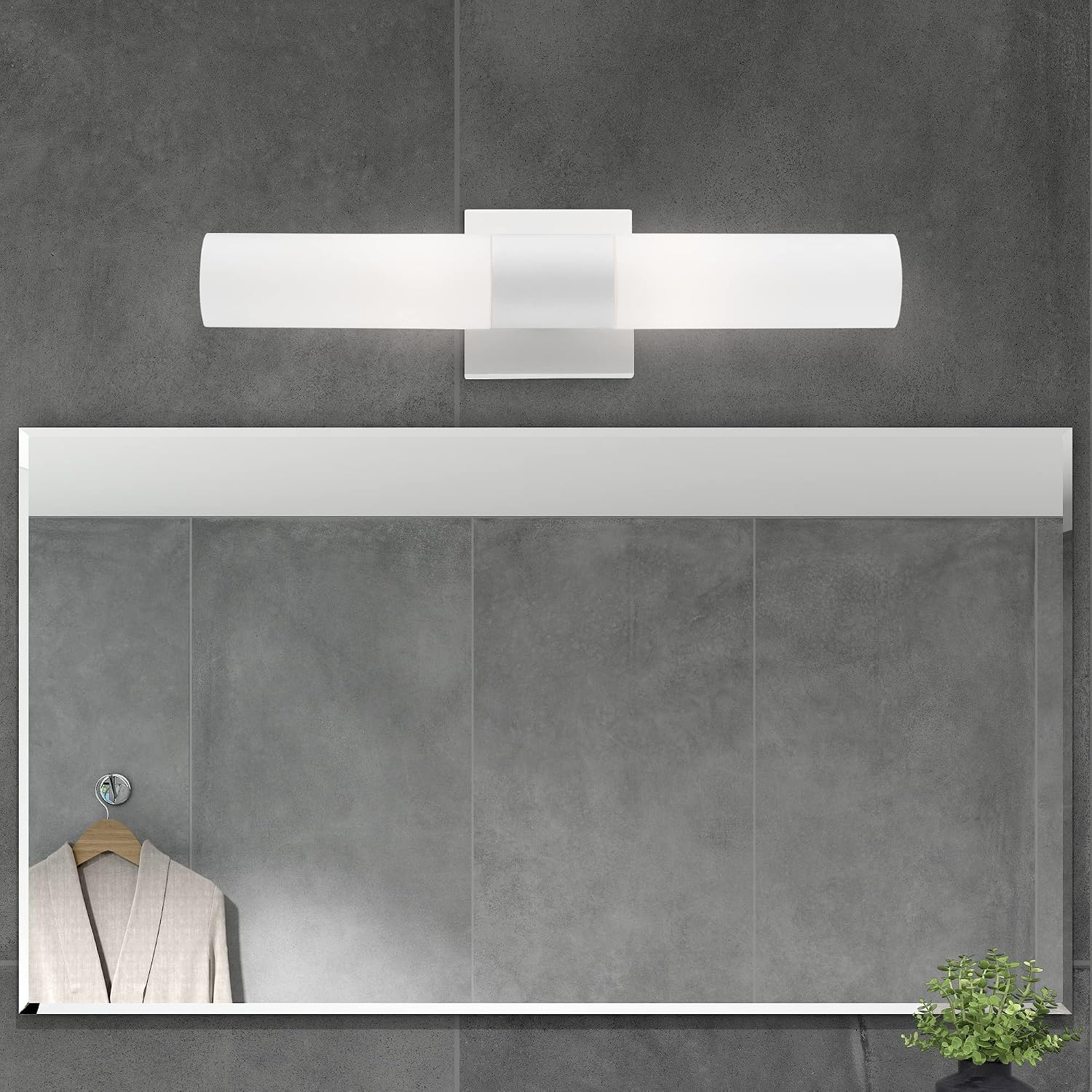 Livex Lighting 10102-03 Aero 2 Light ADA Vanity Sconce, White with Brushed Nickel Accent, 4.5 x 17.75