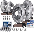 Detroit Axle - Brake Kit for 2012 Chrysler Town & Country Dodge Grand Caravan Drilled Slotted Brake Rotors Brakes Pads Wheel Lug Nuts Replacement : 12.99 inch Front & 12.91 inch Rear Rotors