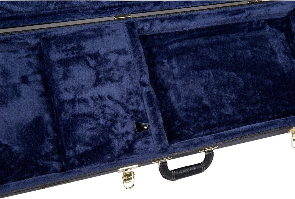 Crossrock Electric Guitar Case fits Fender Telecaster and Stratocaster- Sponge Lining, Metal Feet, Storage Space-Black (CRW600EBK)