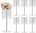 Yerliker 6 Sets 19.69 Inch Acrylic Wedding Centerpiece Flower Stand with Hanging Glass Tealight Globe Candle Holders Crystal Tall Flowers Vase for Birthday Wedding Party Table Decoration
