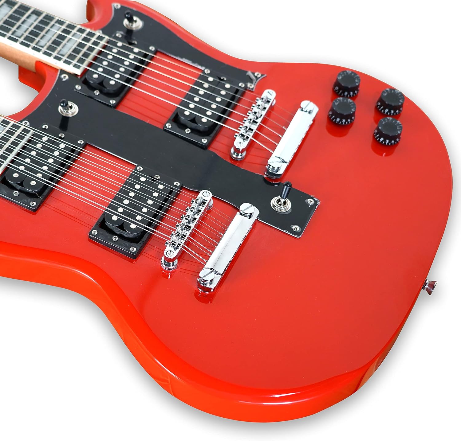 TARIO Double Neck Electric Guitar Double Head Electric Guitar 12 String & 6 String Mahogany Body Mahogany Neck