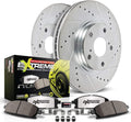 PowerStop Front Brake Kit for Ford Mustang 2005-10 - Carbon-Fiber Ceramic Z26 Brake Pads + Drilled & Slotted Rotors Upgrade, K1380-26
