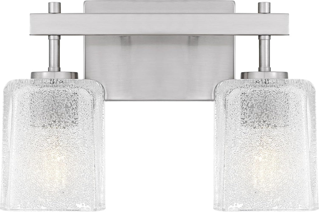 Quoizel Brenthouse Bath Vanity Light, 13.5 Inch 2-Light Bathroom Fixture, Brushed Nickel Modern Industrial Light, 100W Max, for Bathroom, Bedroom or Kitchen