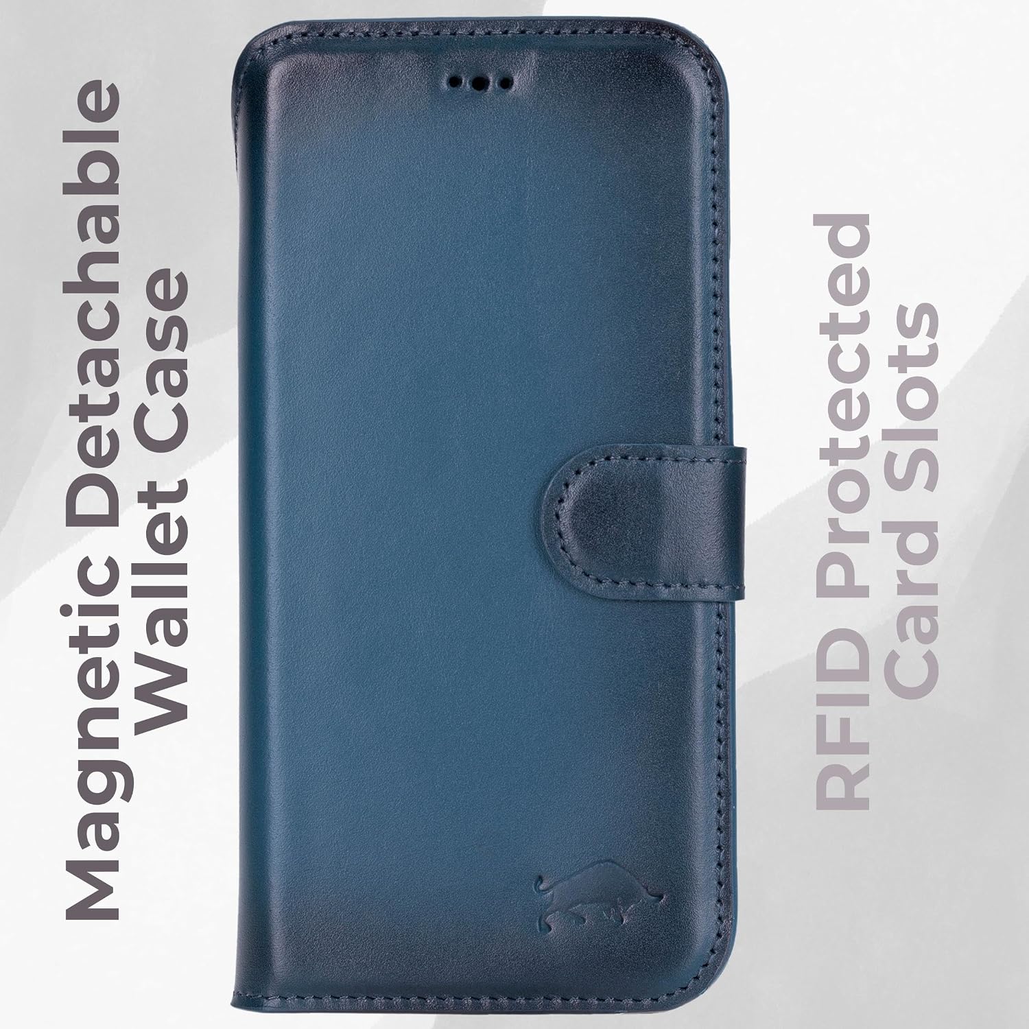 VENOULT Leather Wallet Case for iPhone 17 Pro Max, Full Grain Genuine Leather, Magnetic Detachable, 4 Card Holder, Buesiness Style, Compatible with MagSafe, RFID, Handmade (Admiral Blue)