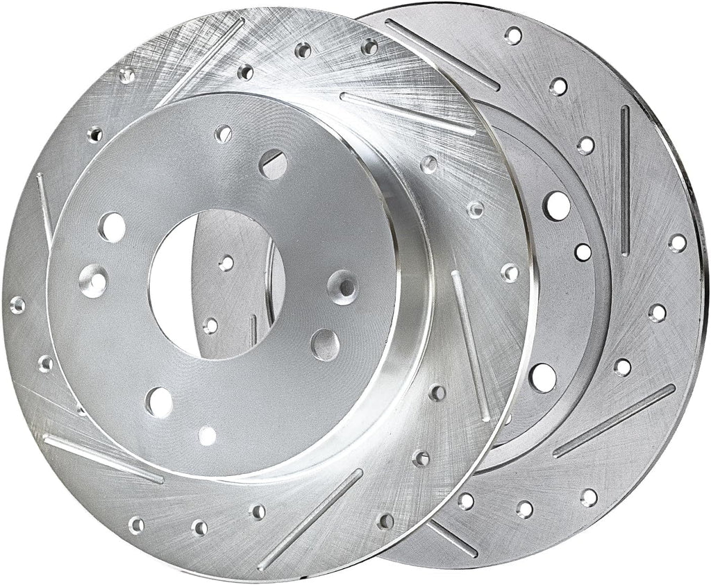 Detroit Axle - Brake Kit for Acura 1997 CL, 1991-1997 Honda Accord Drilled and Slotted Disc Brake Rotors Ceramic Brakes Pads Replacement: 10.24' inch Front and Rear Brake Rotors