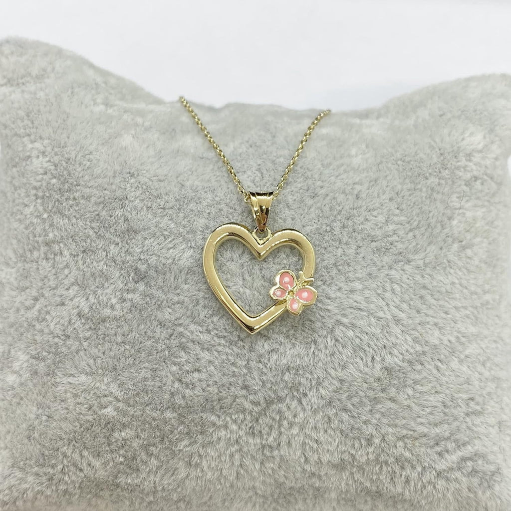 14K Real Solid Gold Heart Necklace for Women, Open Heart Dainty Charm Pendant, Christmas Birthday Gift for her mom girls, Handmade Jewelry