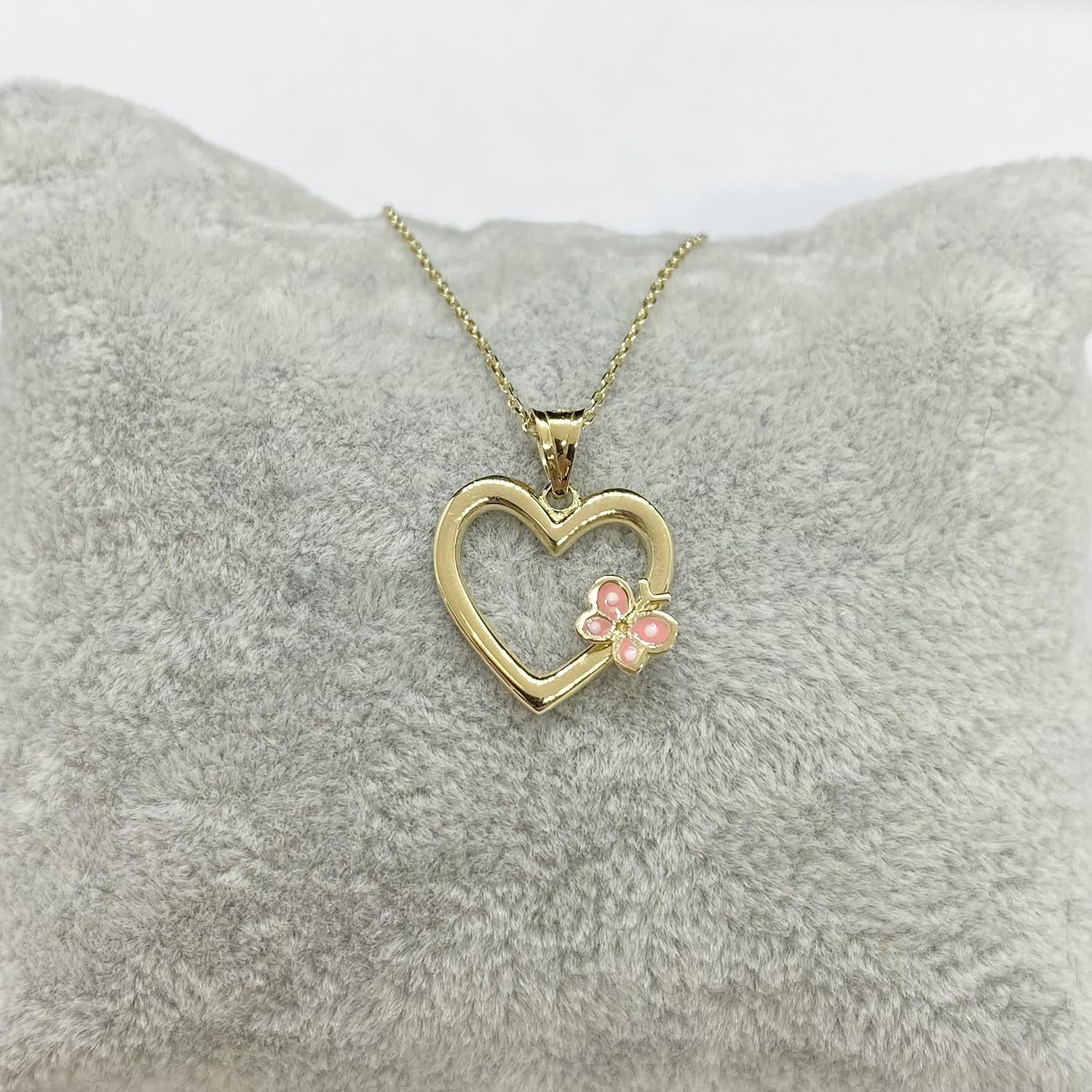 14K Real Solid Gold Heart Necklace for Women, Open Heart Dainty Charm Pendant, Christmas Birthday Gift for her mom girls, Handmade Jewelry