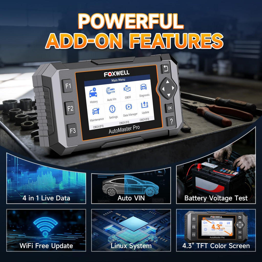 Upgrade of NT604, 2026 FOXWELL NT614 Elite OBD2 Scanner with 5 Resets (ABS Bleeding, EPB, Oil, SAS, Throttle), 4 Systems Code Reader, WiFi Update, AutoVIN, Live Data Car Scanner for DIY Mechanics