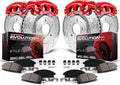 PowerStop Front and Rear Brake & Caliper Kit for Acura TL 2004-08 - Carbon-Fiber Ceramic Brake Pads + Drilled & Slotted Rotors + Red Powder Coated Calipers, KC2298