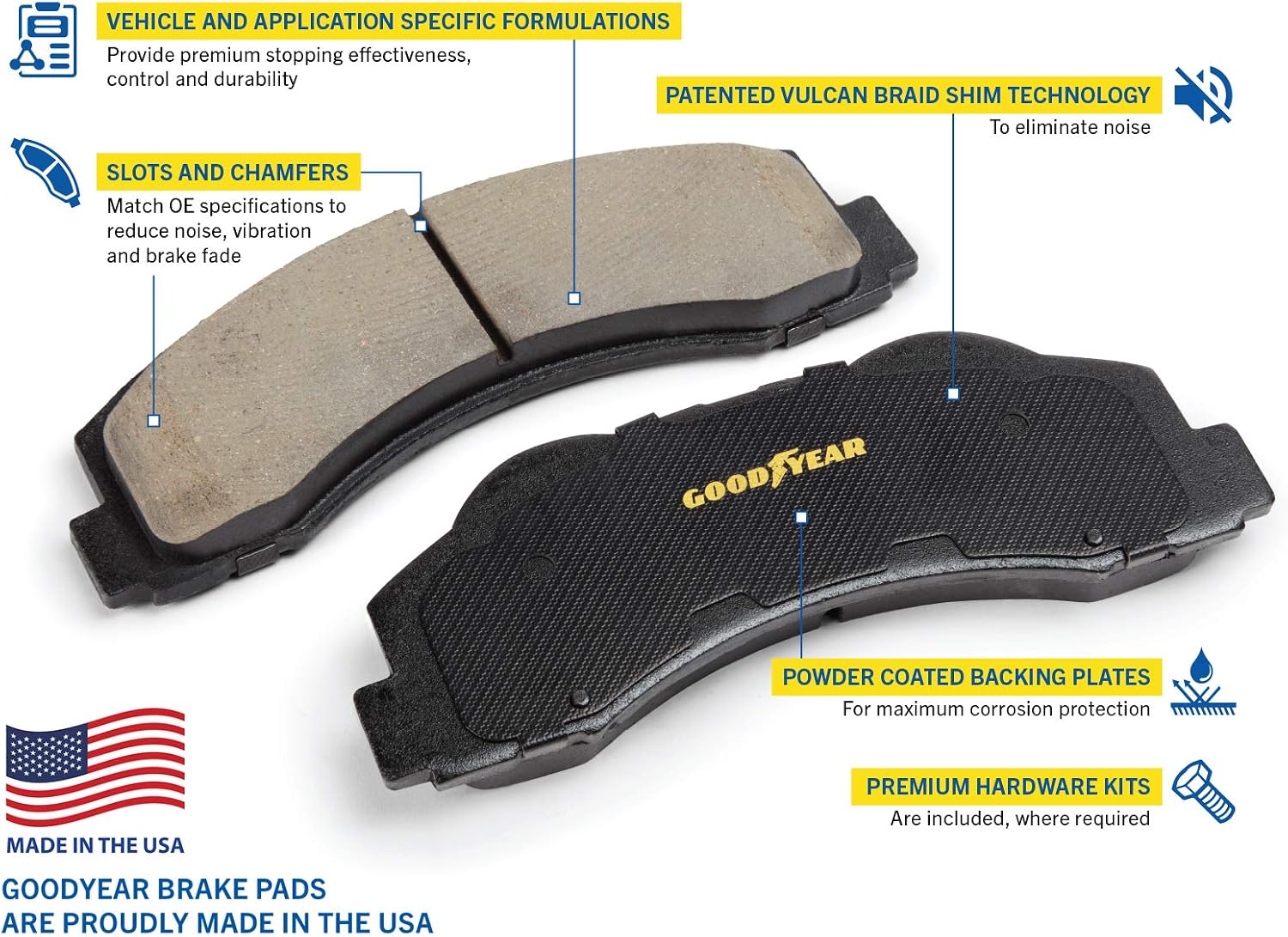 Goodyear Brakes PRK39648F | Front Brake Kit w/Pair (2) of Coated Brake Rotors & Carbon-Ceramic Brake Pads fit Chrysler Town & Country 16-08; Dodge Grand Caravan 16-08 & More - See Applications Below