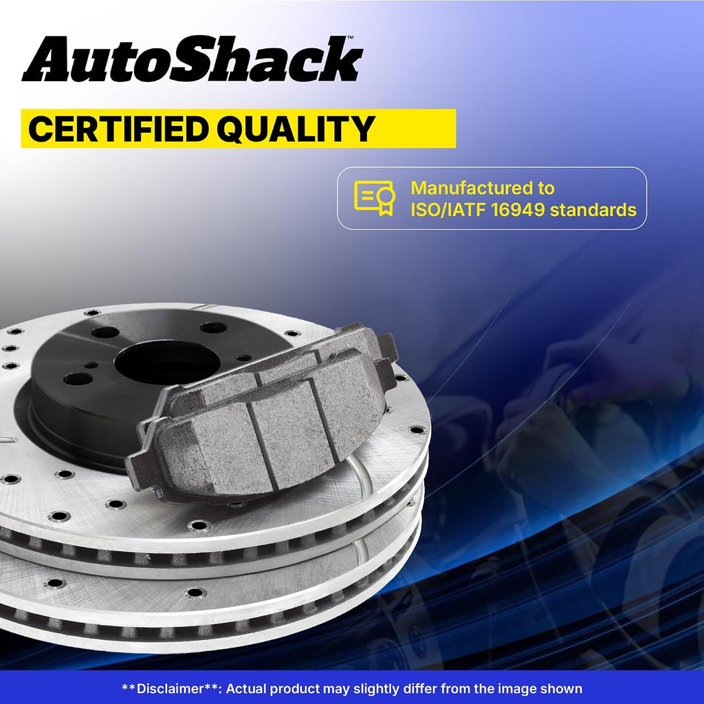 AutoShack Front Brake Rotors & Ceramic Pads for Chevrolet, Silverado 1500 2005-2018, 4WD RWD V6 4.3L V8 4.8L 5.3L 6.0L 6.2L - E-Coated Drilled & Slotted - ShadowGuard - 12.99' (329.9 mm), 6-Lug