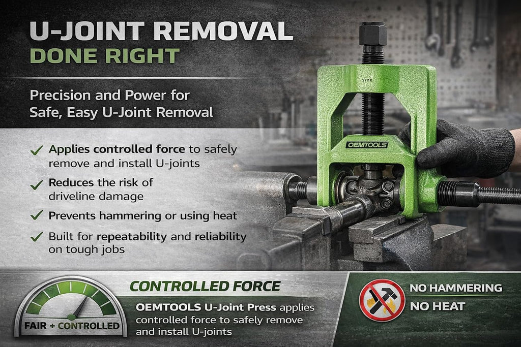 OEMTOOLS Medium Duty U Joint Puller for Trucks, Buses & Farm Equipment - Class 4-6, U Joint Removal Tool for Drivelines, U Joint Tool Removes Seized Bearing Cups, 24548