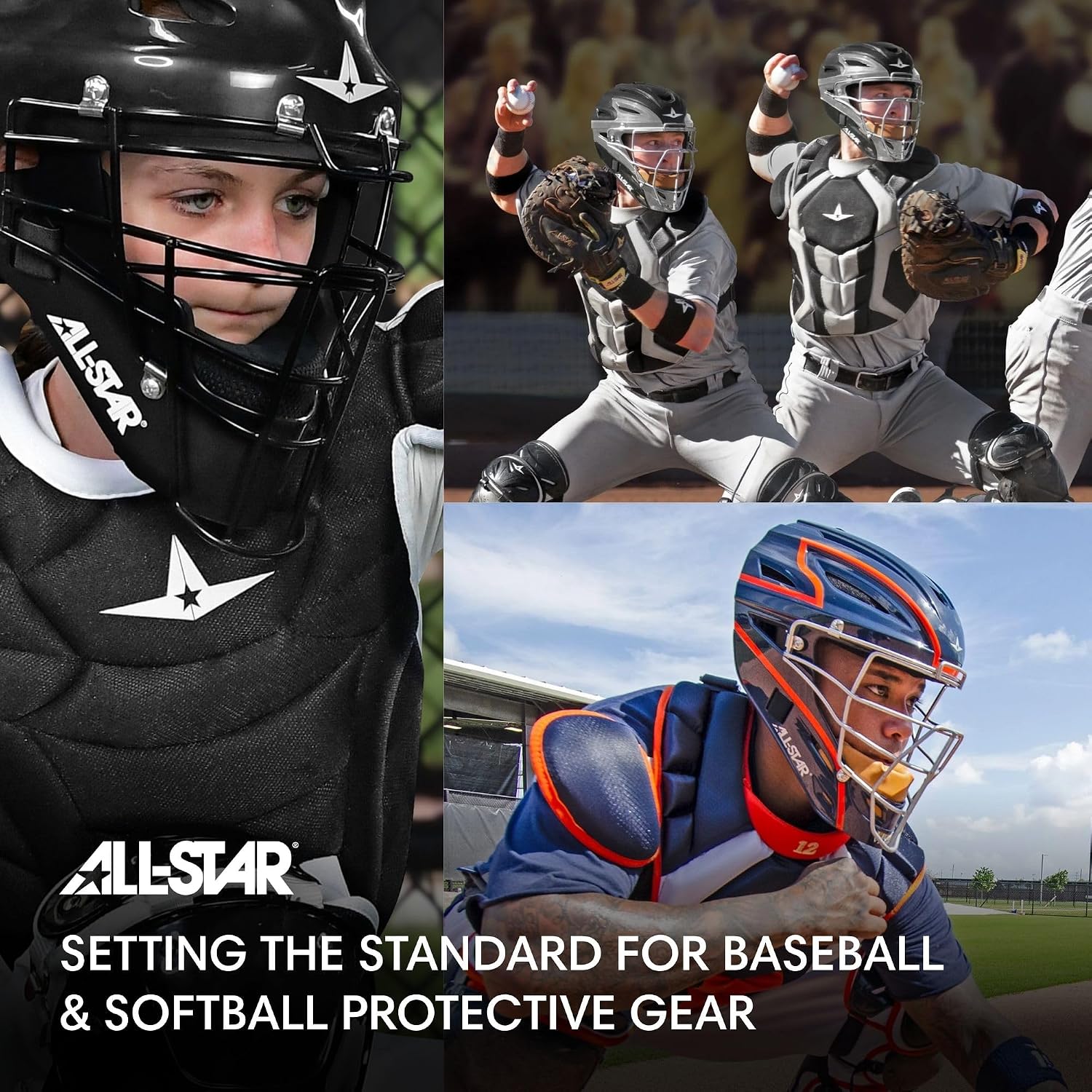 All-Star S7 Axis Ages 9 to 16 - Baseball Catching Equipment Kit (Includes Helmet, Chest Protector, Leg Guards), Meets NOCSAE