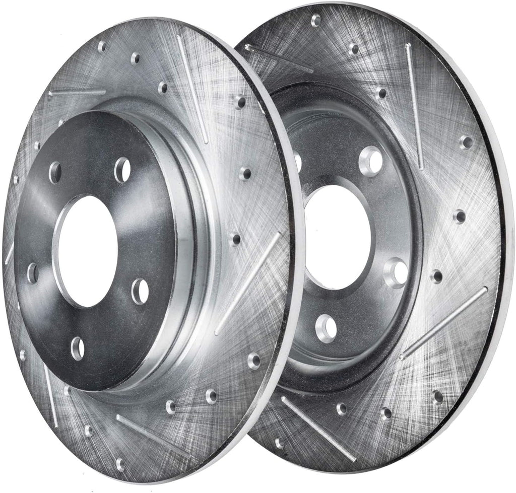 Detroit Axle - Brake Kit for 2016 2017 2018 Ford Focus, Drilled Slotted Disc Brake Rotors Ceramic Brakes Pads Replacement : 13.78' inch Front and 11.89' inch Rear Rotors