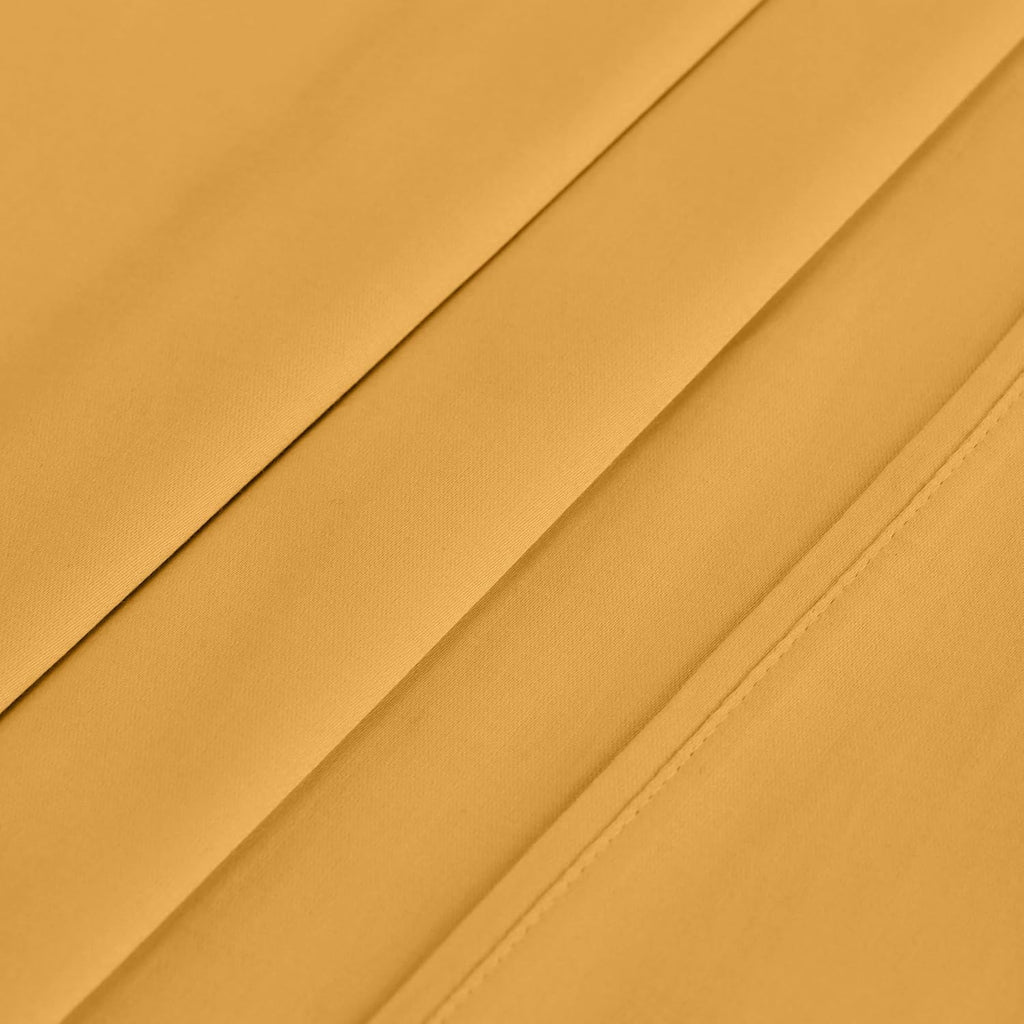 Superior Egyptian Cotton 400 Thread Count Bed Sheet Set, 1 Elastic Deep Pocket Fitted Sheet, 1 Flat Sheet, 2 Pillowcases, Soft Bedding, Luxury Sheets, Sateen Weave, Full Size, Gold