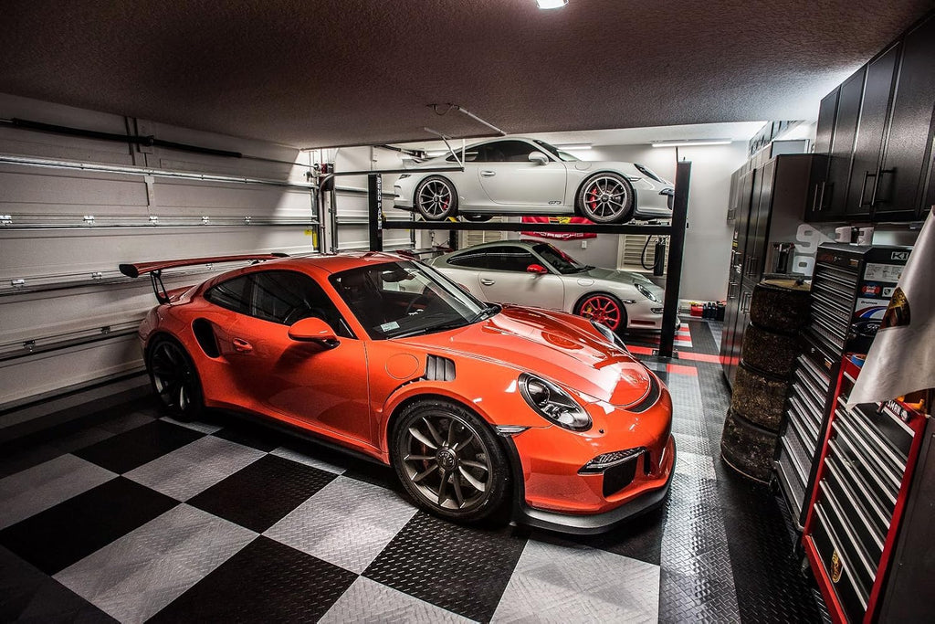 Big Floors RaceDeck Garage Floor Tiles, Interlocking Garage Flooring, Diamond Plate Pattern Heavy-Duty Copolymer Modular Tile (Alloy, 48 Pack of Tiles, 48 Sq Ft)