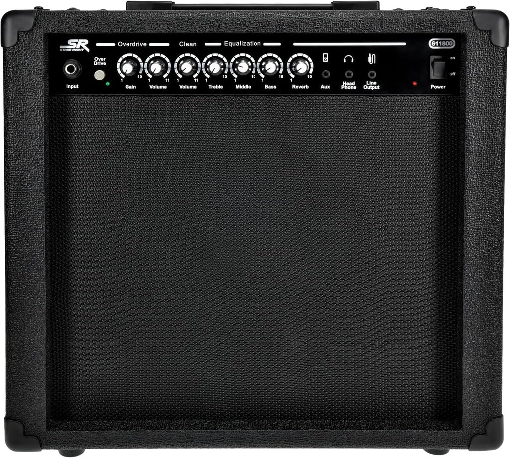 Monoprice 1x10 Guitar Combo Amplifier - Black 40-Watt, Spring Reverb, 10-Inch 4-Ohm Speaker, High & Low Inputs, Headphone Output - Stage Right Series